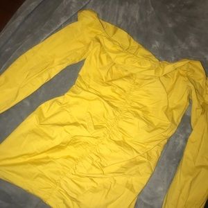 mustard tight ruffle dress